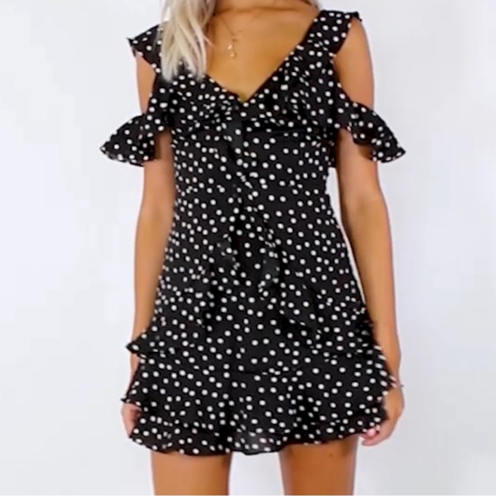 Black and white polka dot dress